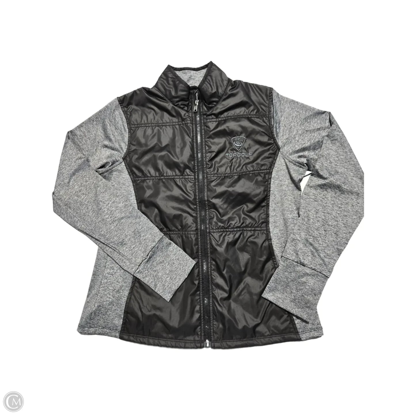 Athletic Top Long Sleeve Collar By Cme In Black & Grey, Size: M