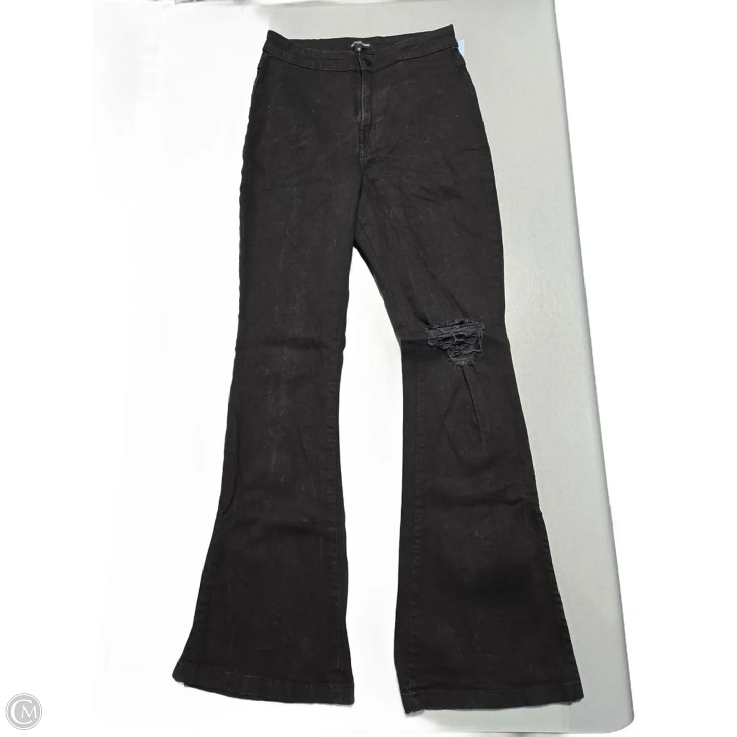 Jeans Flared By Pretty Little Thing In Black Denim, Size: 10