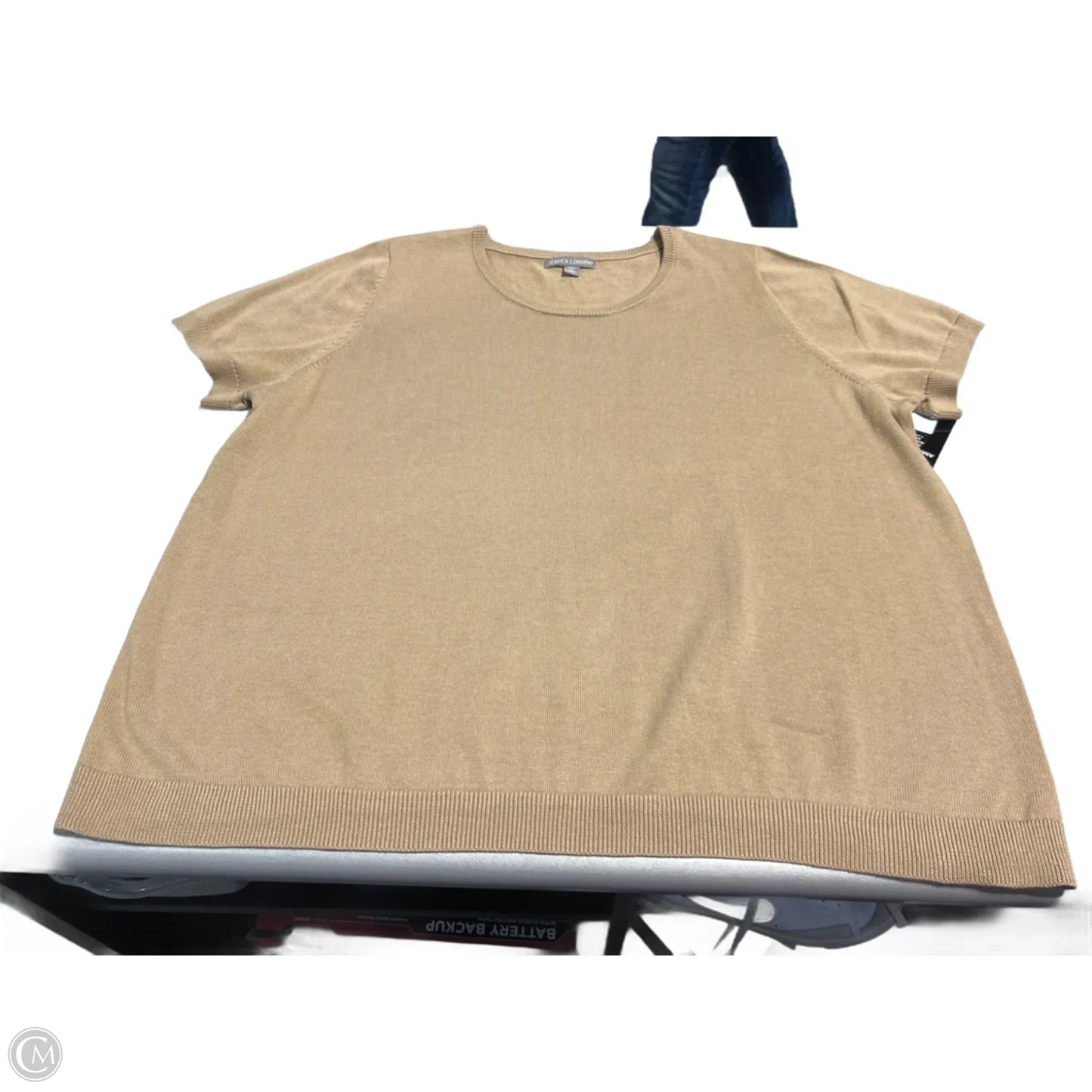 Top Short Sleeve By Jessica London In Tan, Size: 2x