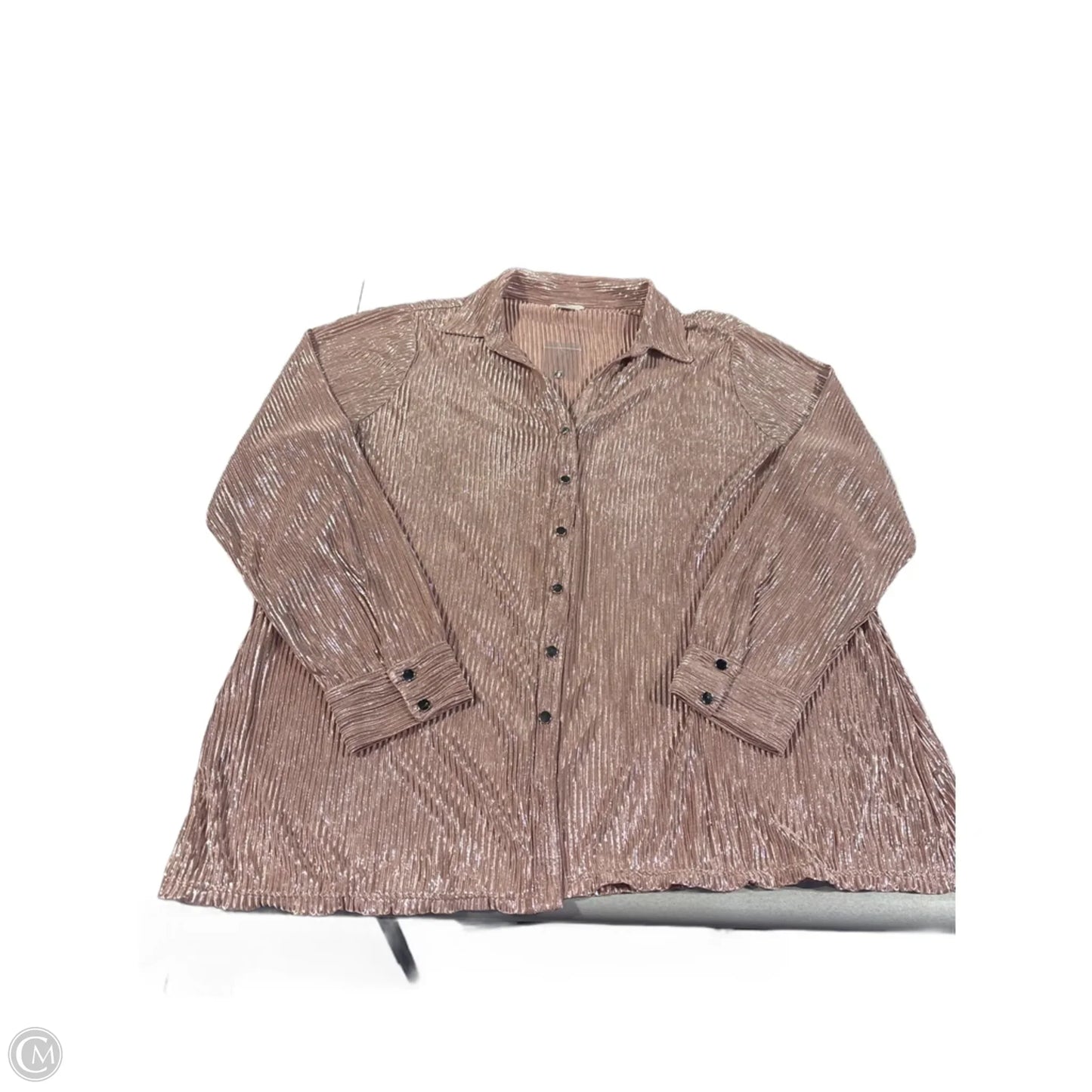 Top Long Sleeve By Cato In Pink & Silver, Size: Xxl