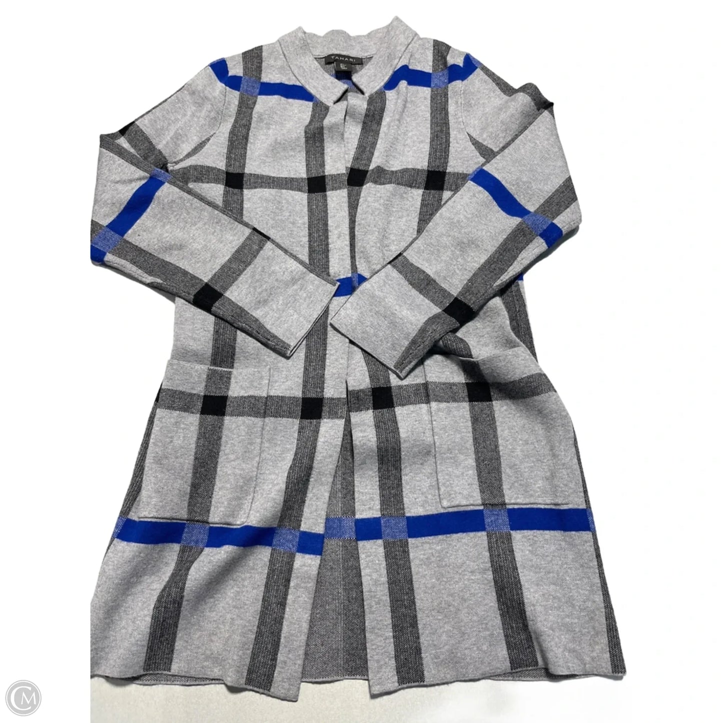 Cardigan By Tahari In Blue & Grey, Size: L