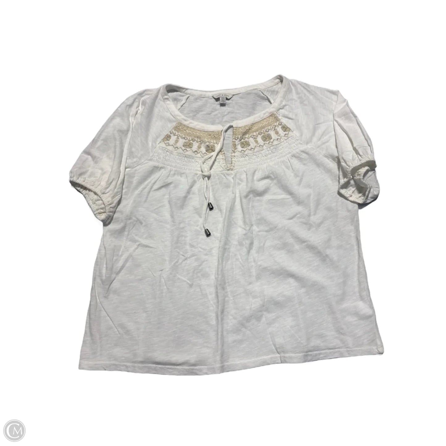 Top Short Sleeve By Lucky Brand In White, Size: M