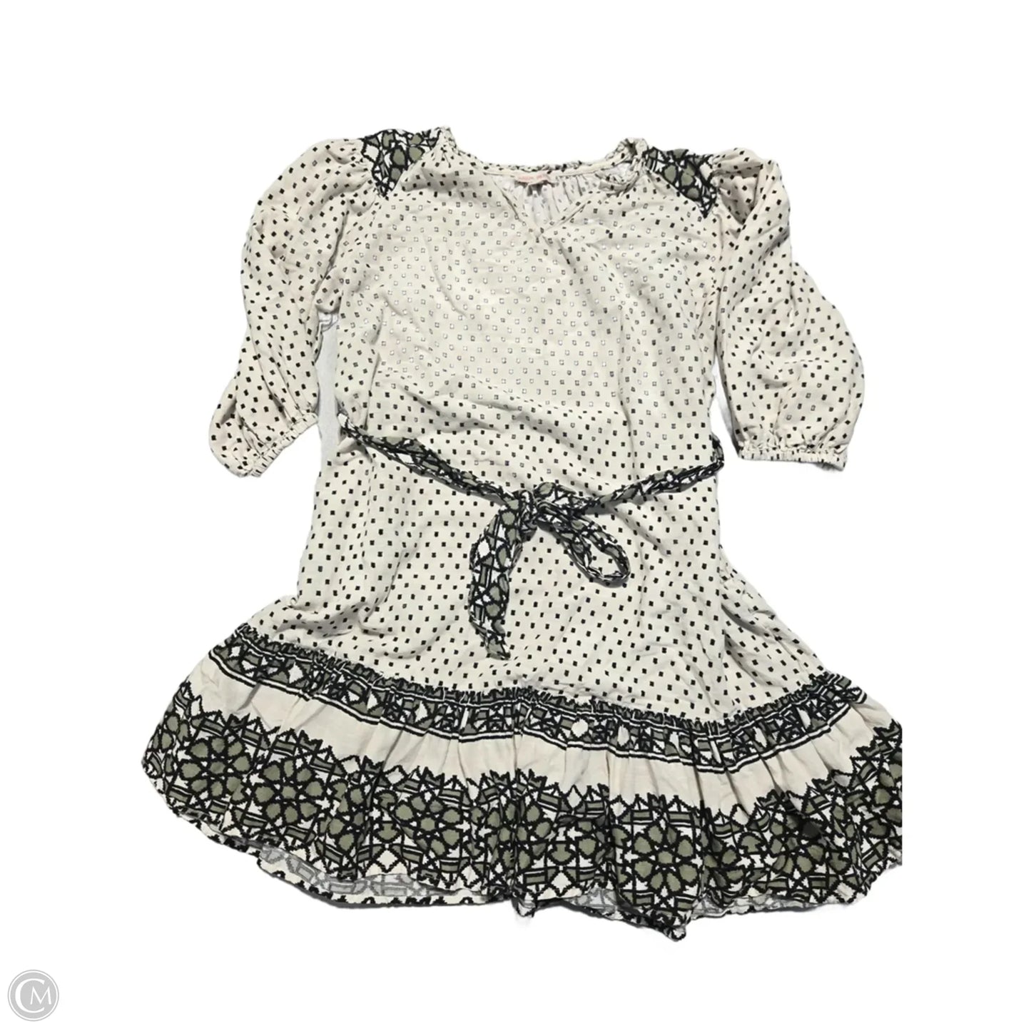 Dress Casual Short By Knox Rose In Cream & Green, Size: S