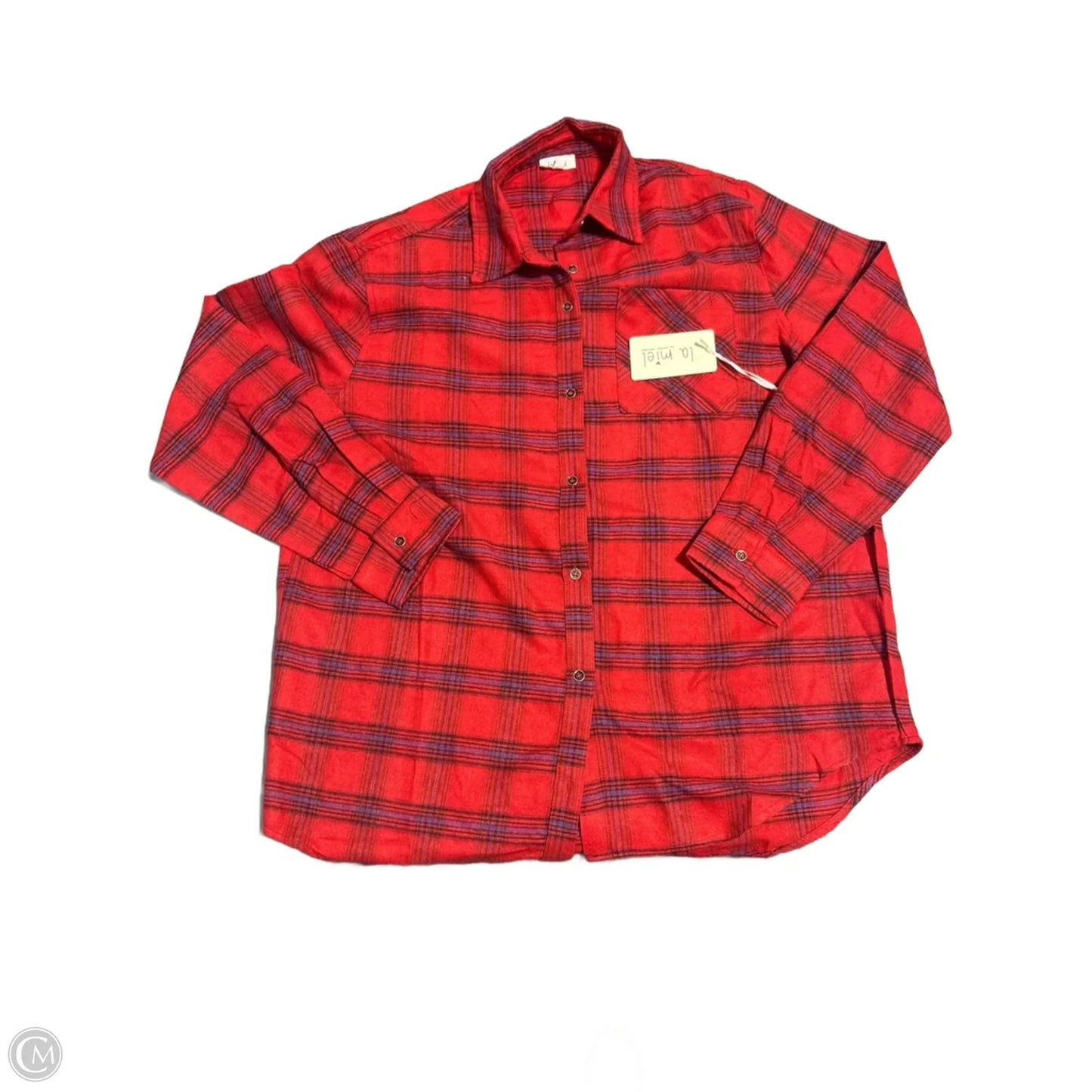 Top Long Sleeve By La Miel In Plaid Pattern, Size: M