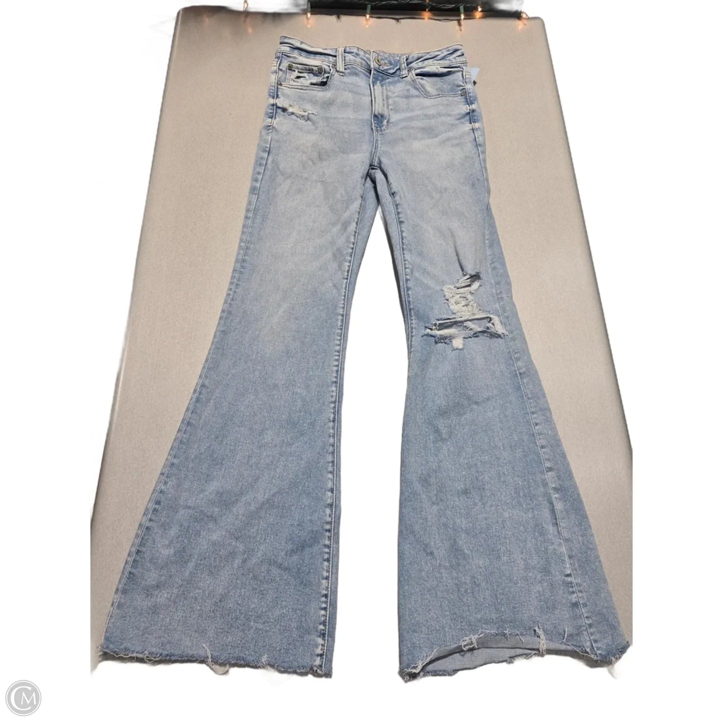 Jeans Flared By American Eagle In Blue Denim, Size: 8