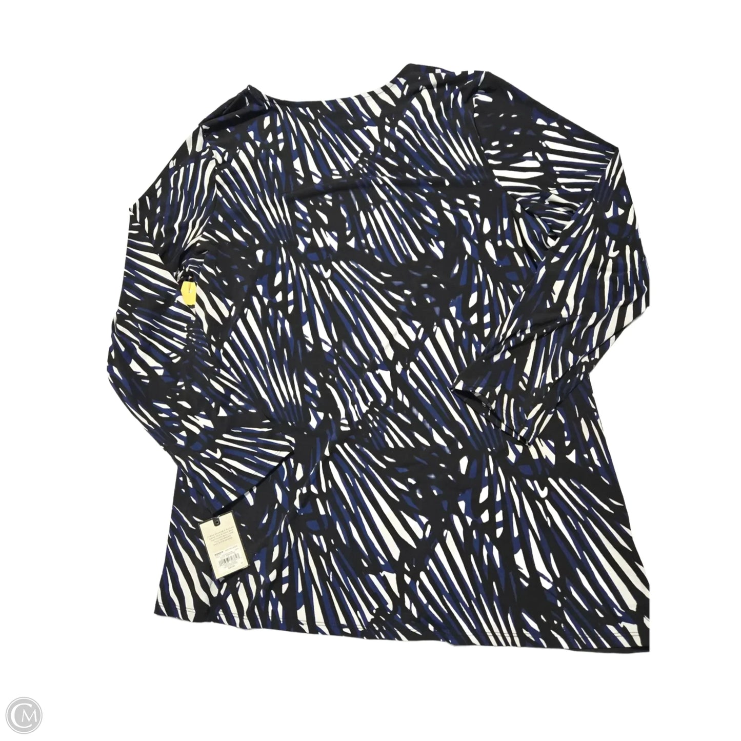 Top Long Sleeve By Dana Buchman In Black & Blue, Size: Xxl