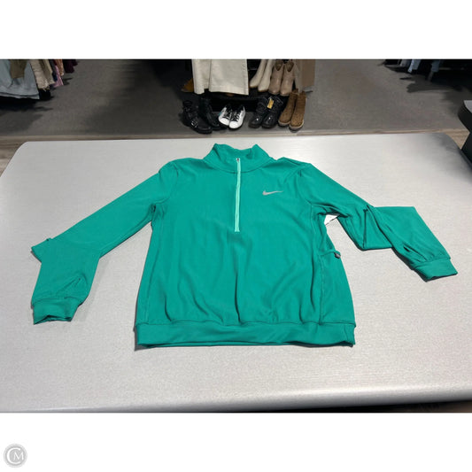 Athletic Top Long Sleeve Collar By Nike In Green, Size: Xs