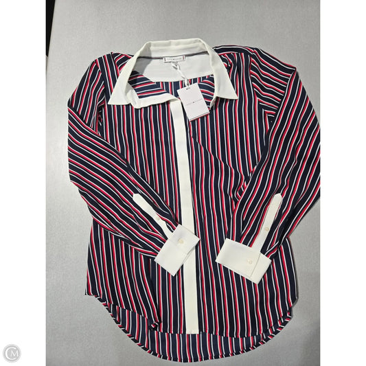 Blouse Long Sleeve By Tommy Hilfiger In Striped Pattern, Size: L