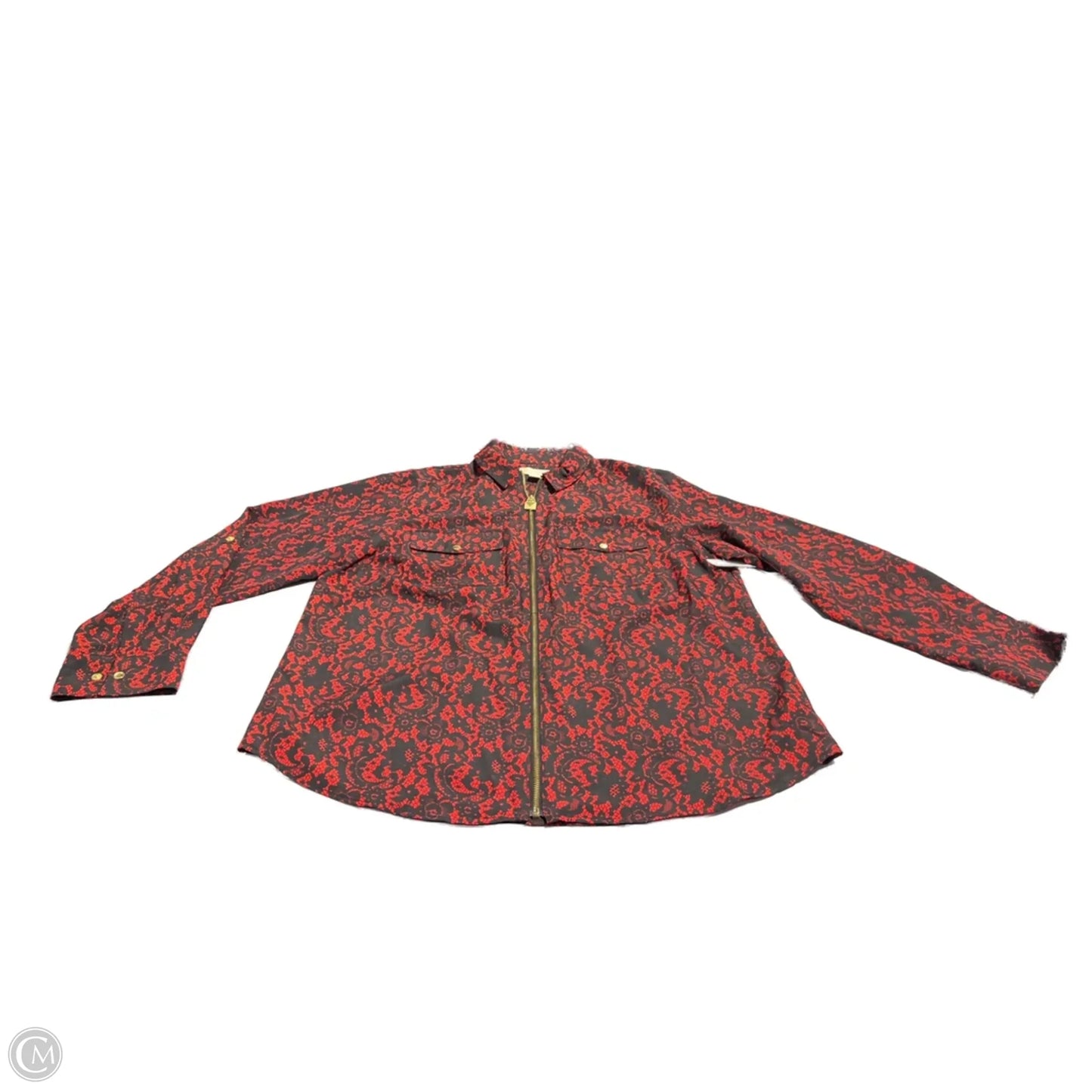 Top Long Sleeve Designer By Michael Kors In Black & Red, Size: 0x