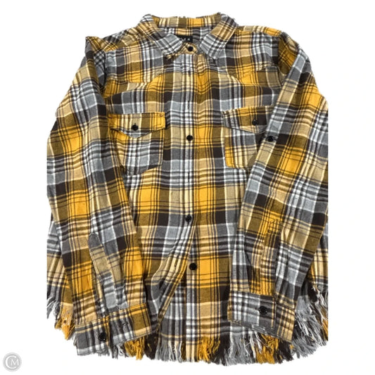 Top Long Sleeve By Risen In Plaid Pattern, Size: S