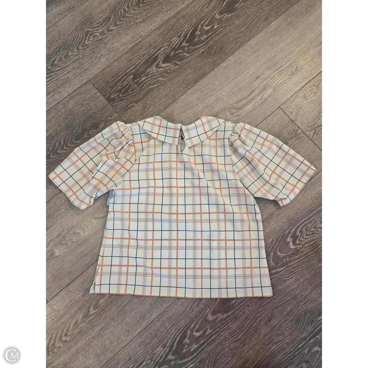 Top Short Sleeve By Cmc In Plaid Pattern, Size: M