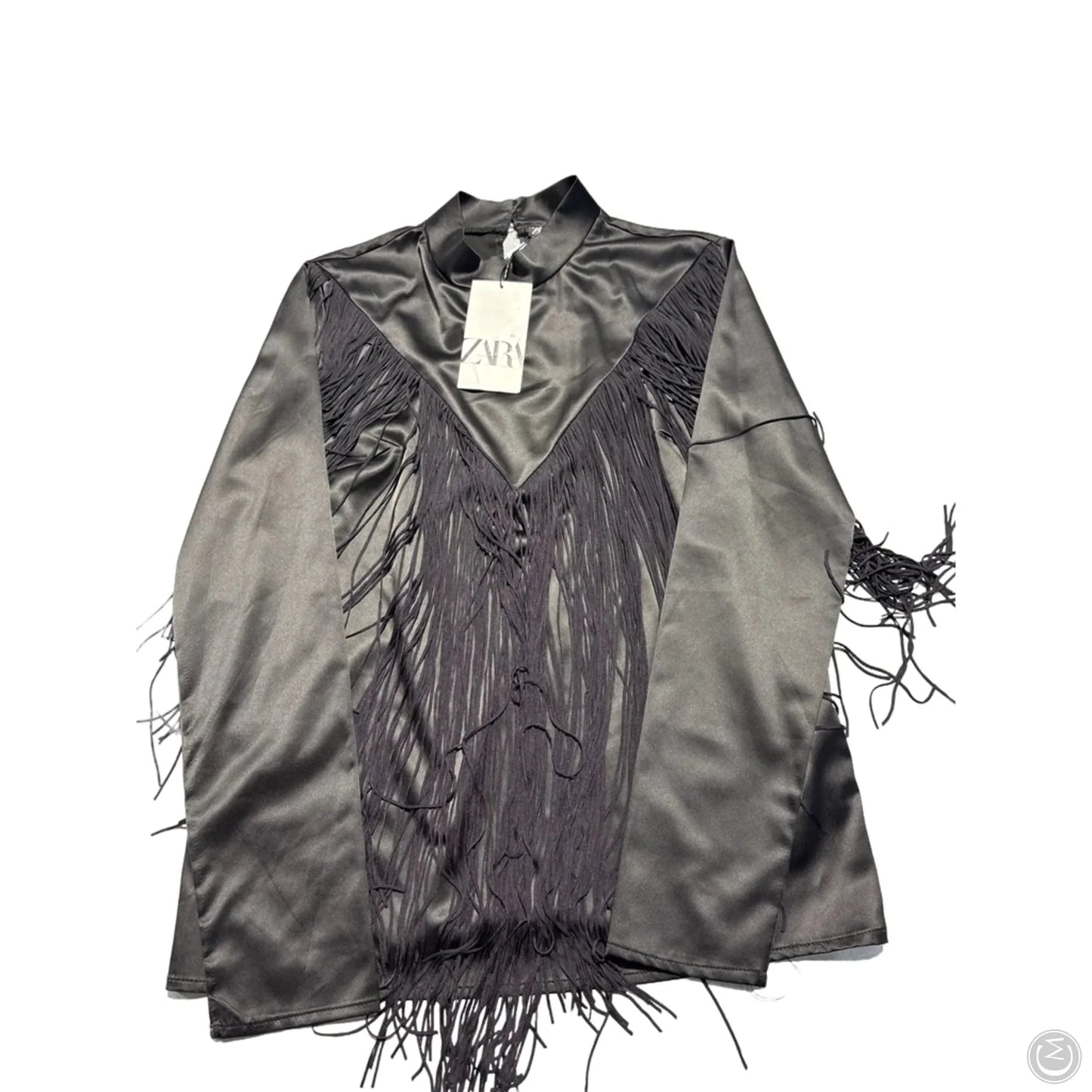 Top Long Sleeve By Zara In Black, Size: S