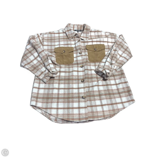 Jacket Fleece By Mine In Plaid Pattern, Size: L