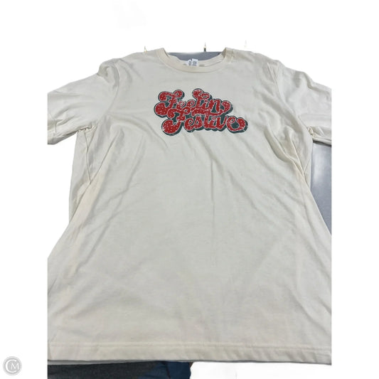 Top Short Sleeve By Canvas In Cream, Size: Xl