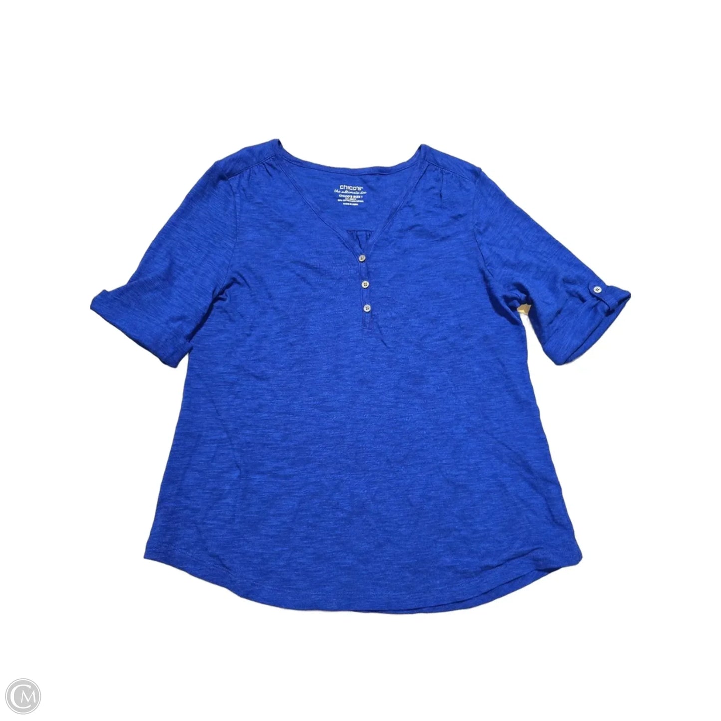 Top Short Sleeve By Chicos In Blue, Size: M