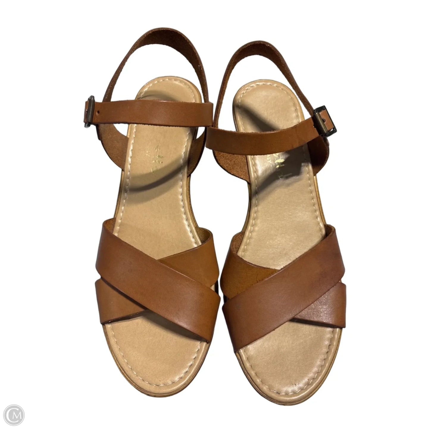 Sandals Heels Wedge By Cmc In Brown, Size: 9