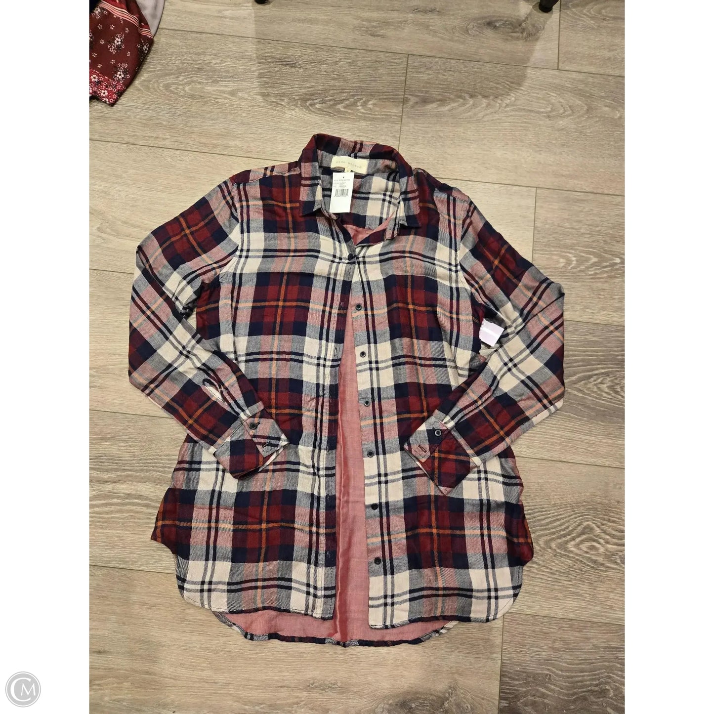 Top Long Sleeve By Cmc In Blue Red & White, Size: M