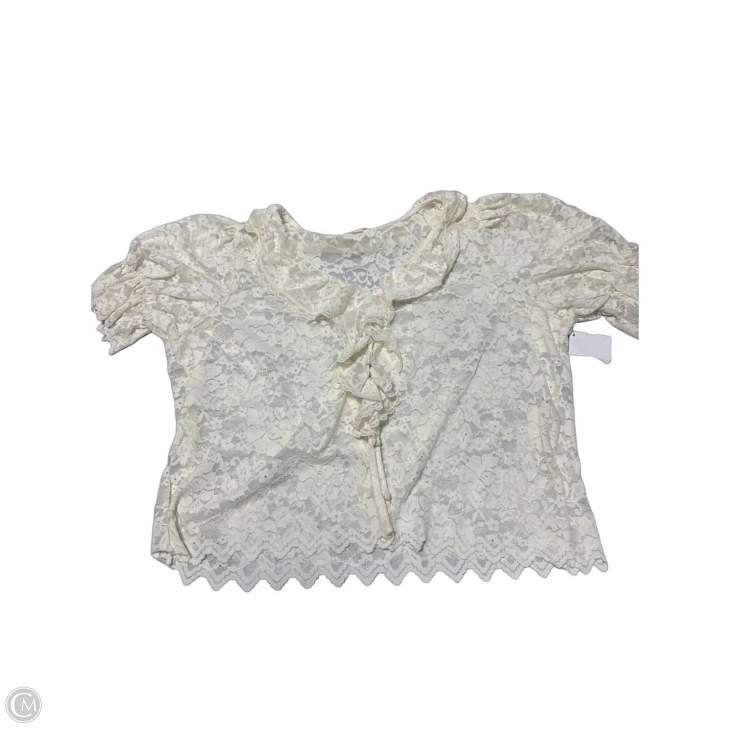 Top Short Sleeve By Ultra Pink In Cream, Size: L