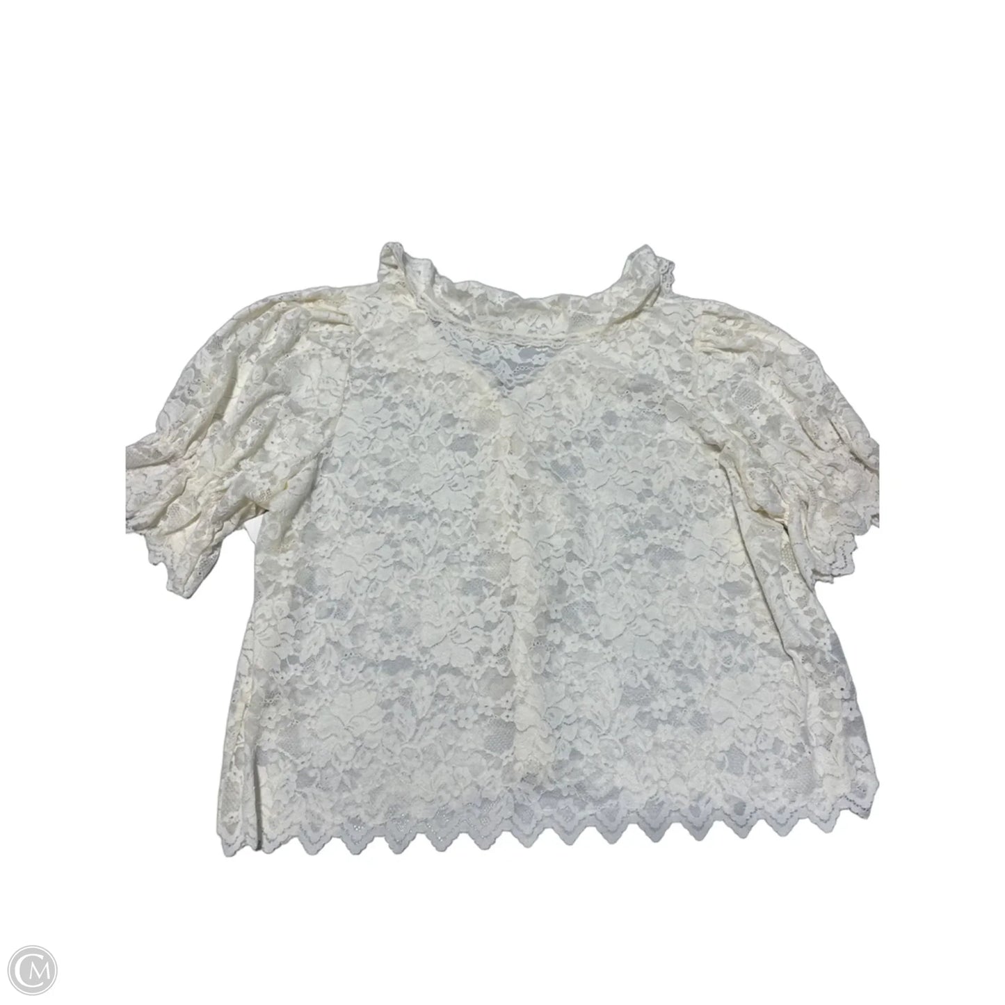 Top Short Sleeve By Ultra Pink In Cream, Size: L