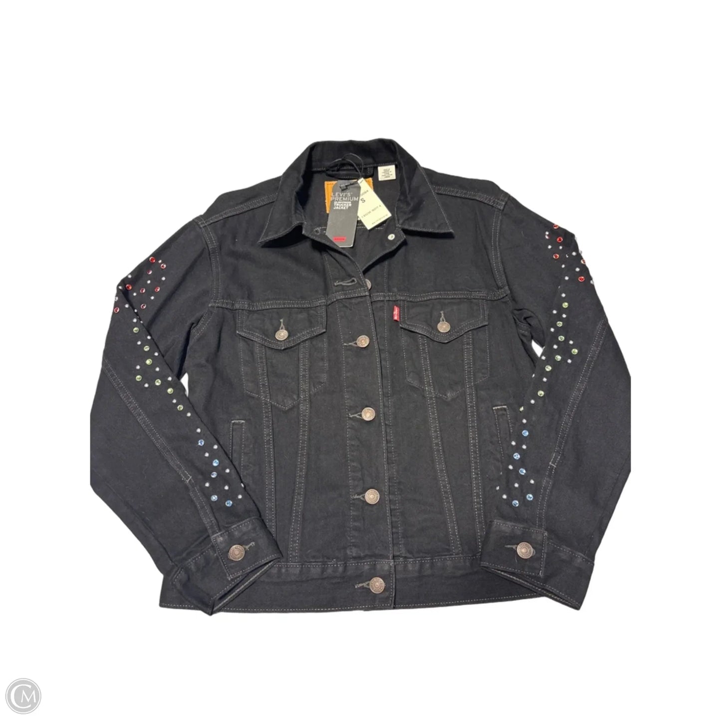 Jacket Denim By Levis In Black Denim, Size: S