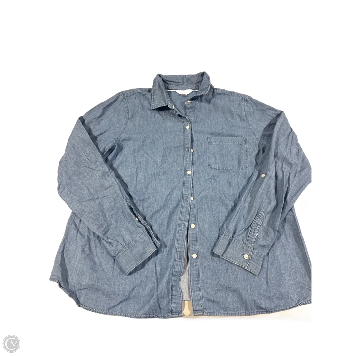 Top Long Sleeve By Croft And Barrow In Blue Denim, Size: L