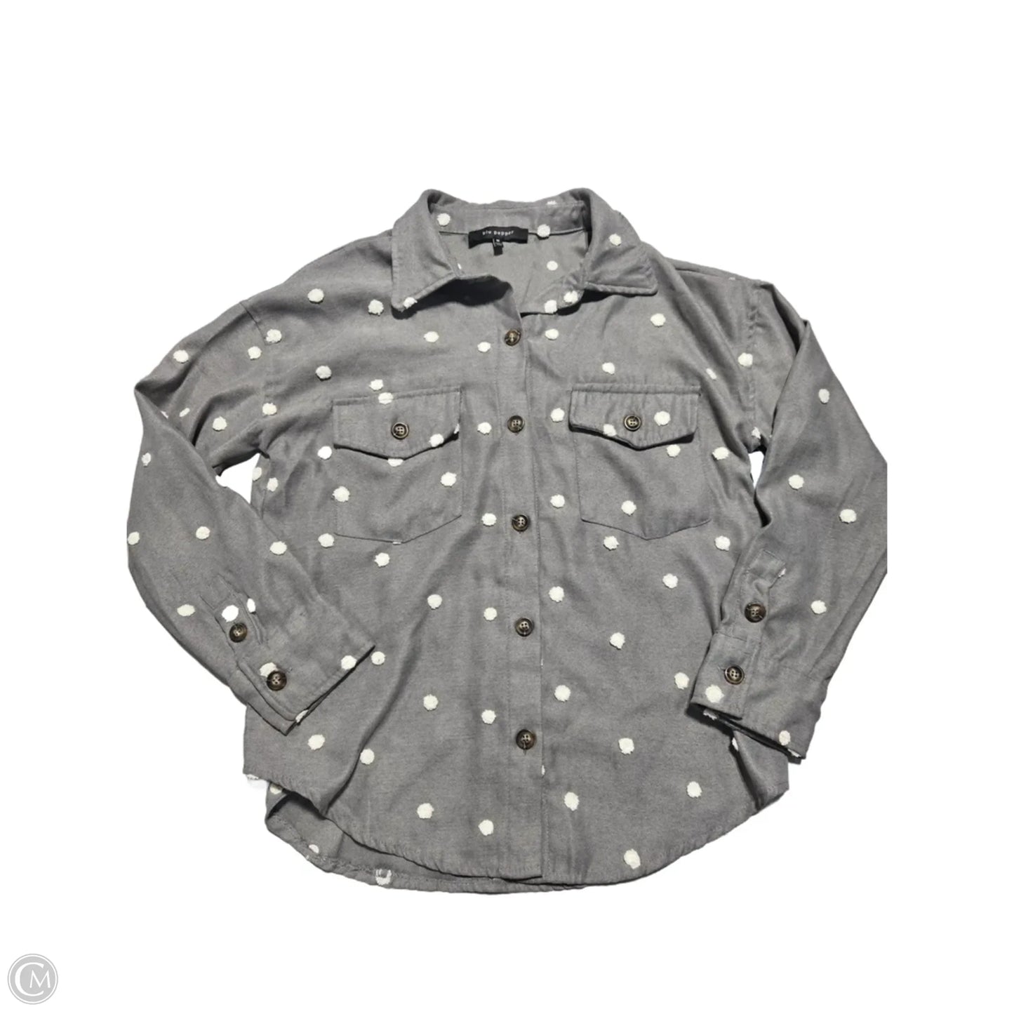 Top Long Sleeve By Blu Pepper In Polkadot Pattern, Size: M