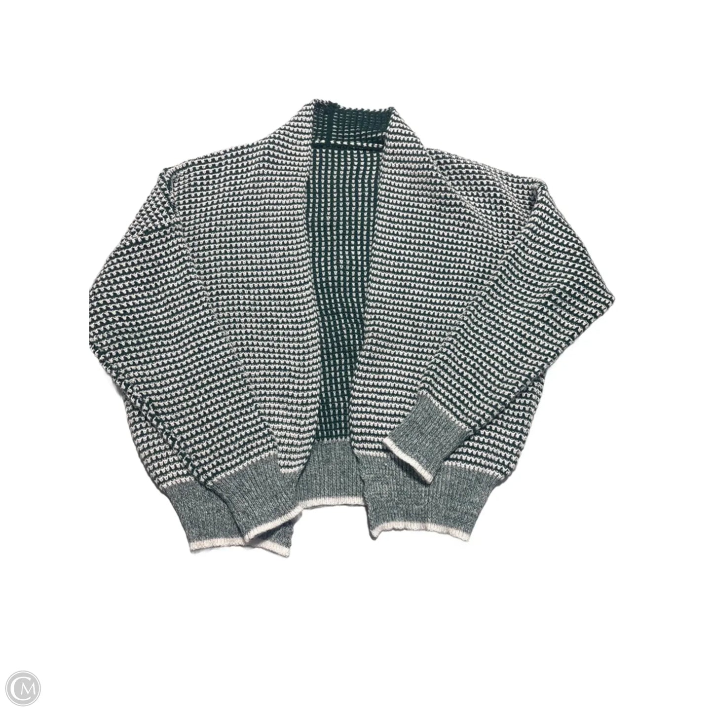 Sweater Cardigan By Shein In Green & White, Size: L