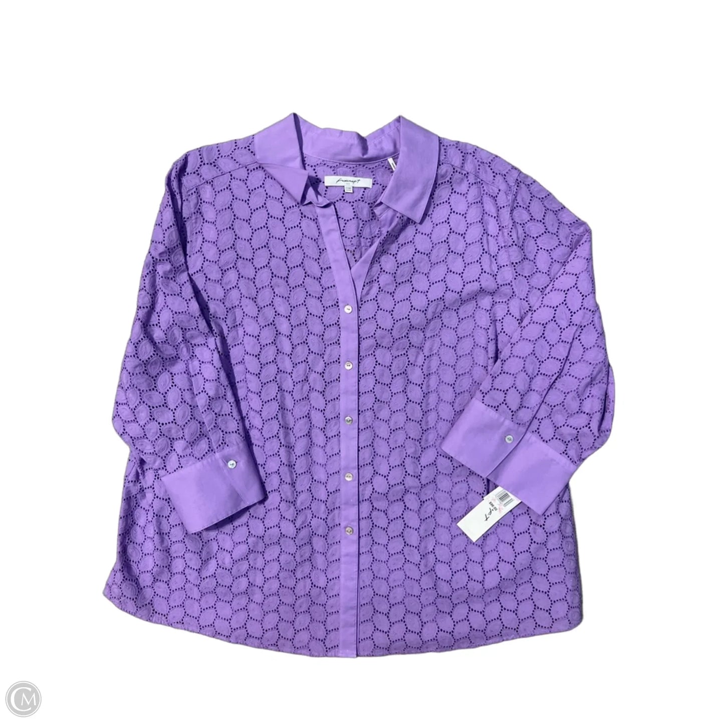 Top Long Sleeve By Foxcroft In Purple, Size: 3x