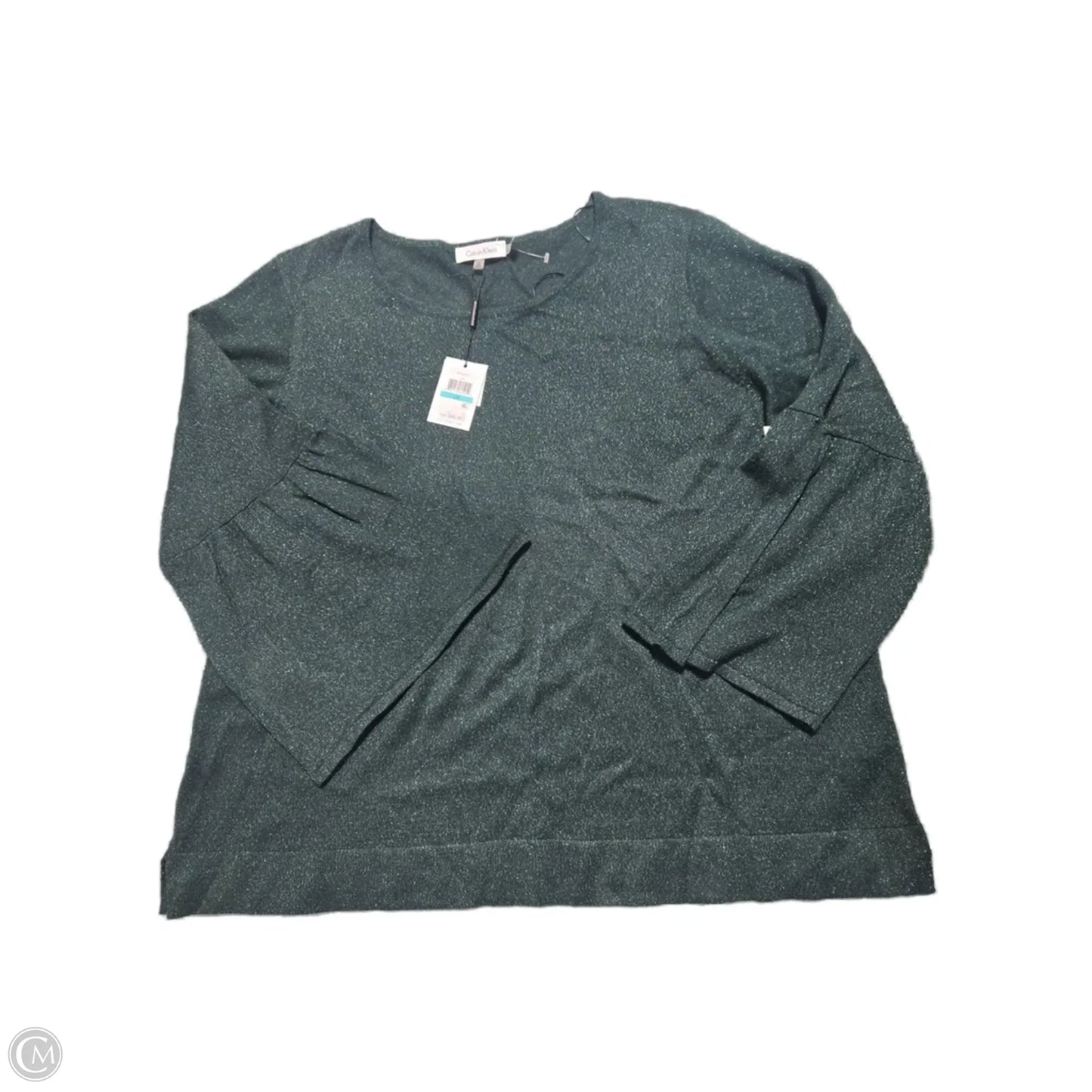 Top Long Sleeve By Calvin Klein In Green, Size: Xxl