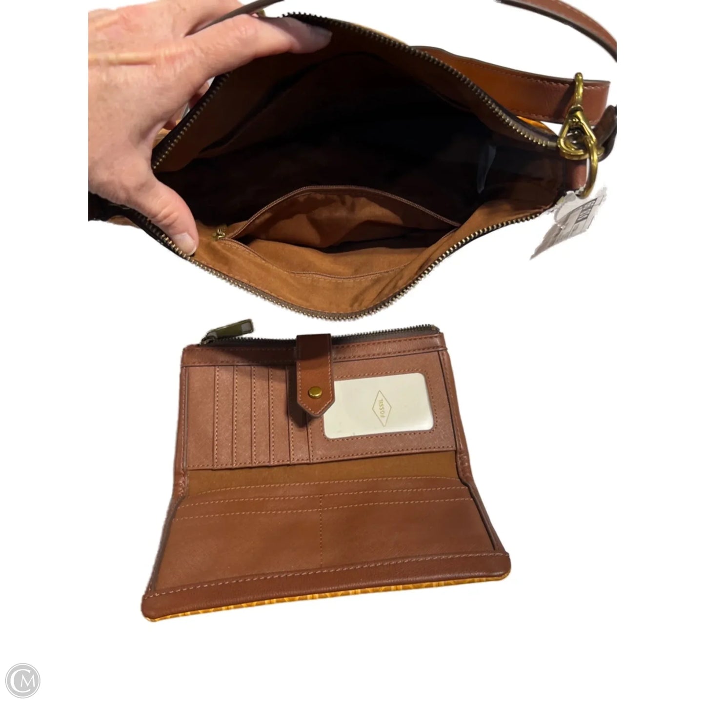 Crossbody Leather By Fossil, Size: Medium