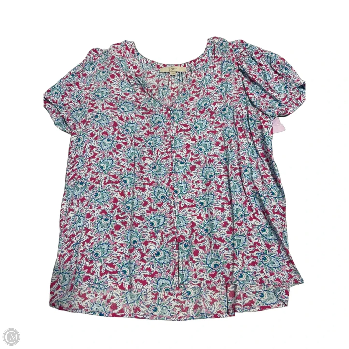 Top Short Sleeve By Loft In Floral Print, Size: L