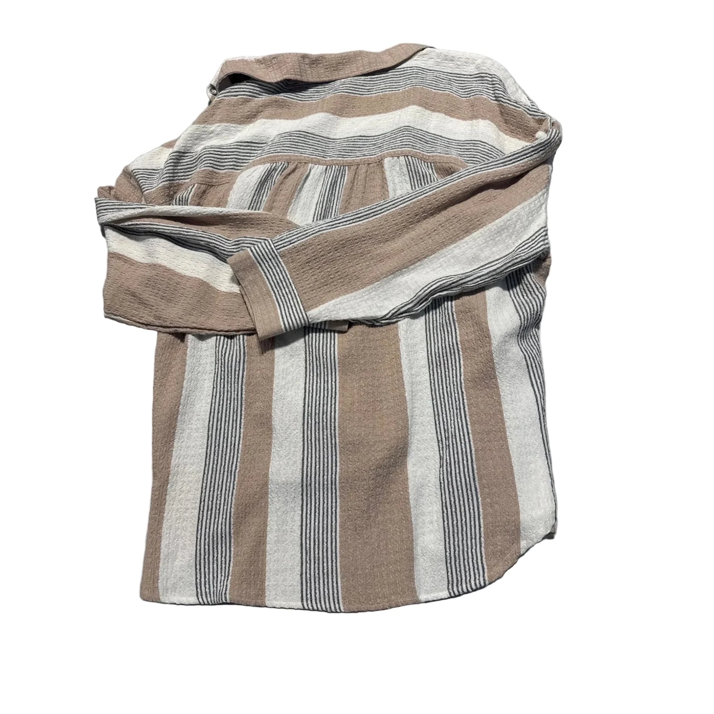 Top Long Sleeve By Bke In Tan & White, Size: Xl
