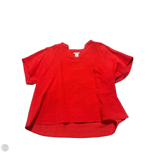 Top Short Sleeve By Calvin Klein In Red, Size: L
