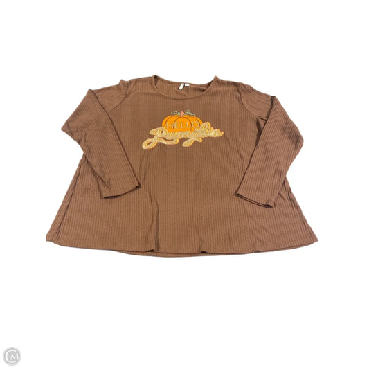 Top Long Sleeve By Cato In Brown, Size: 18