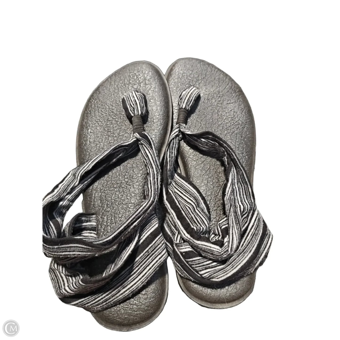 Sandals Flip Flops By Sanuk In Black & Grey, Size: 8