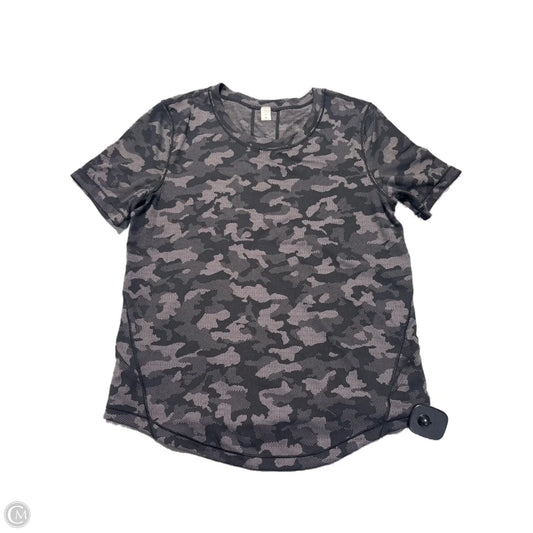 Athletic Top Short Sleeve By Lululemon In Black & Grey, Size: 4