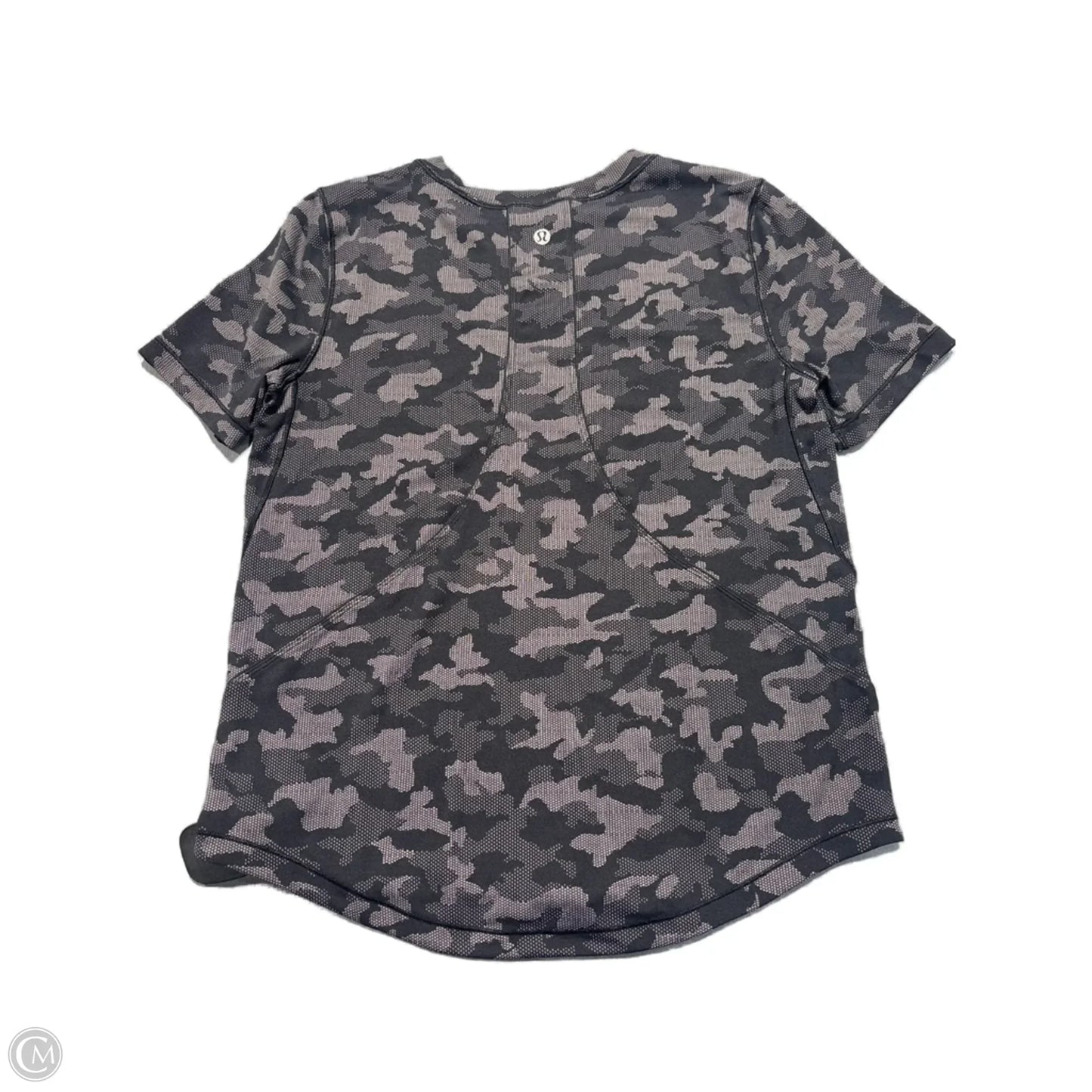 Athletic Top Short Sleeve By Lululemon In Black & Grey, Size: 4