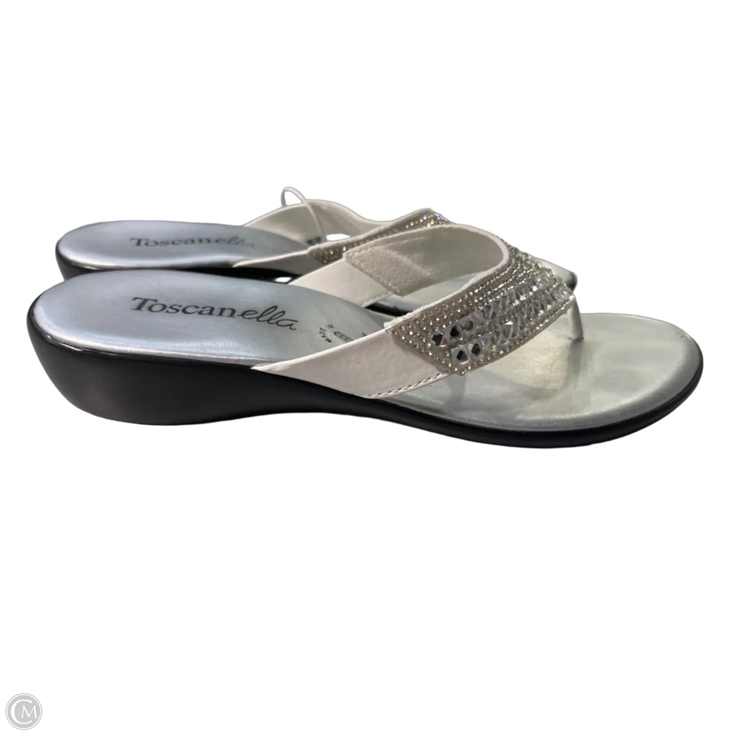 Sandals Flip Flops By Toscanella In Silver, Size: 9.5