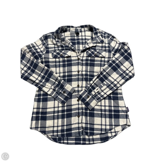 Top Long Sleeve By Patagonia In Blue & White, Size: L