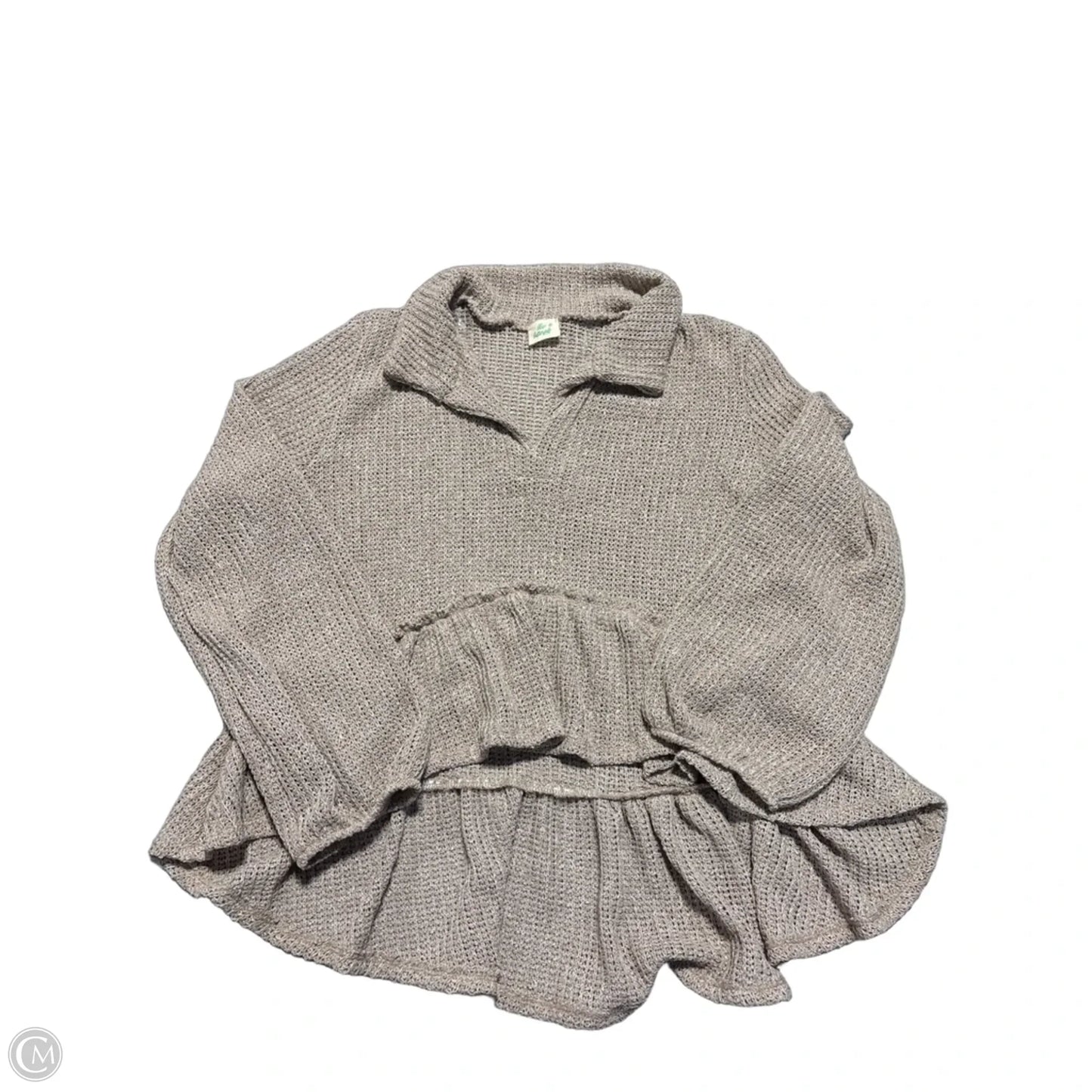 Top Long Sleeve By Cme In Tan, Size: M