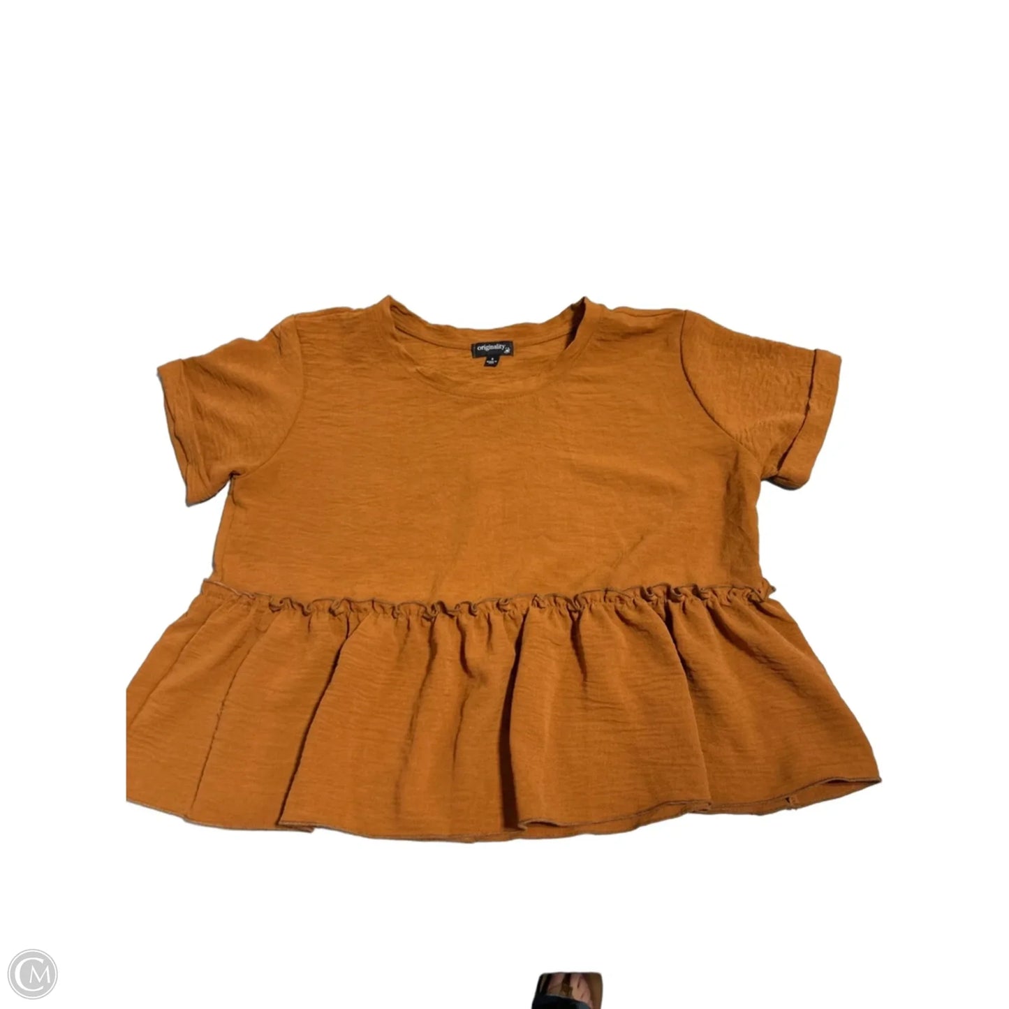 Top Short Sleeve By Originality In Brown, Size: S