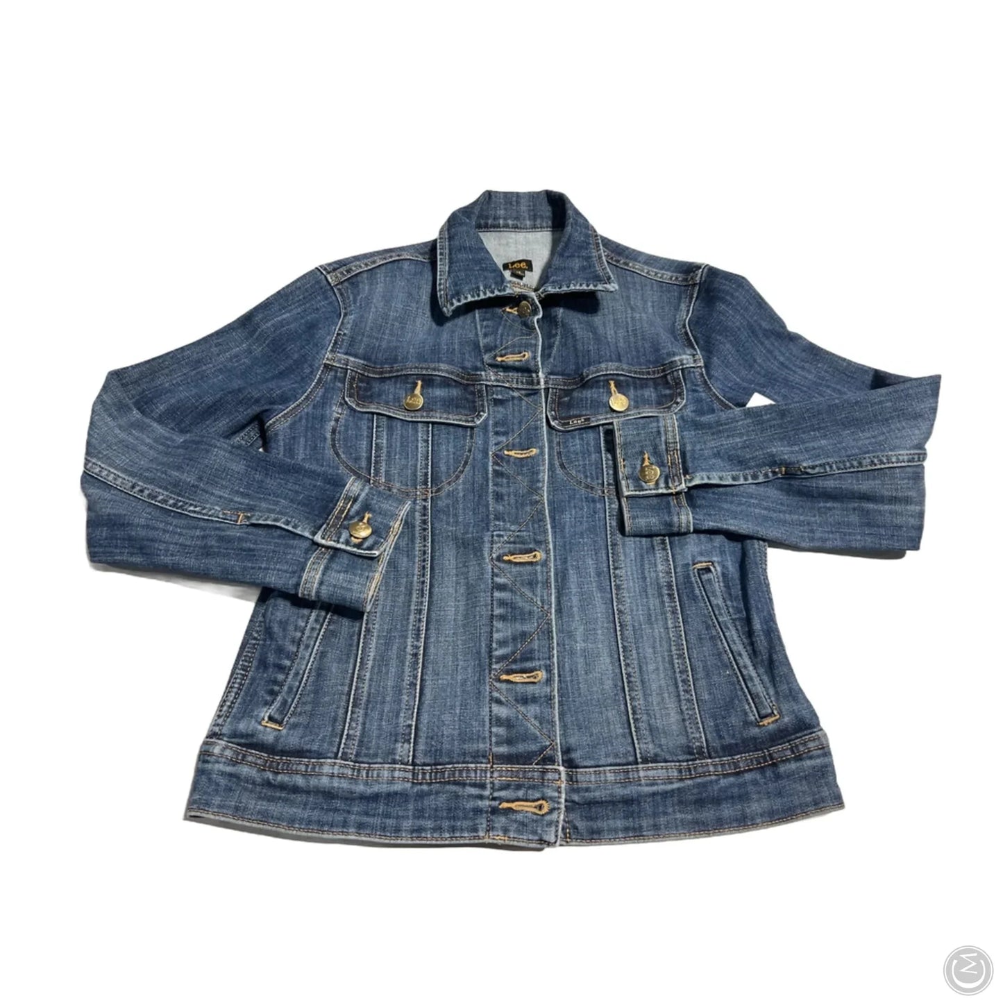 Jacket Denim By Lee In Blue Denim, Size: Xs