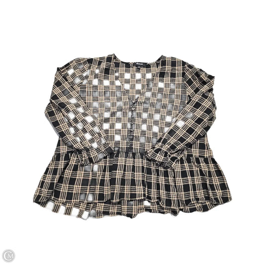 Top Long Sleeve By Cmb In Black & Brown, Size: Xl