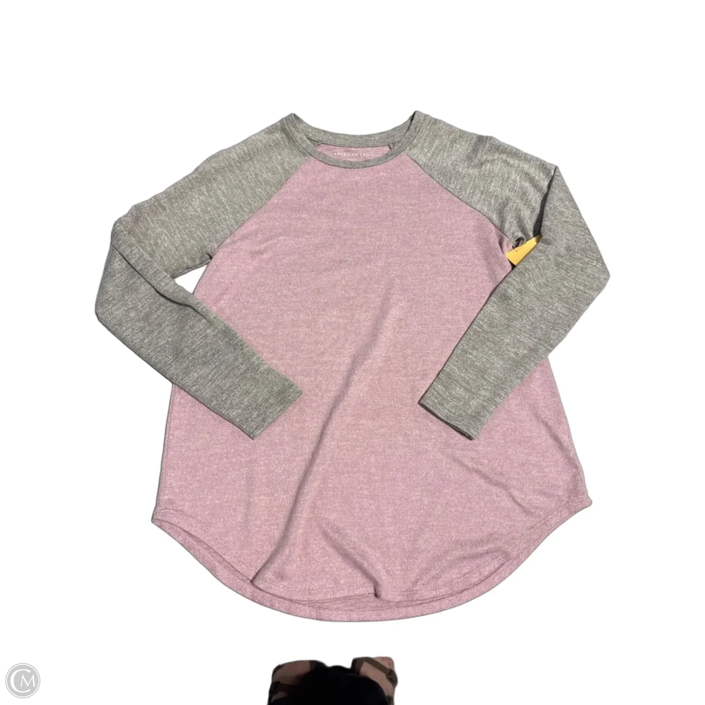Top Long Sleeve By American Eagle In Grey & Pink, Size: Xs
