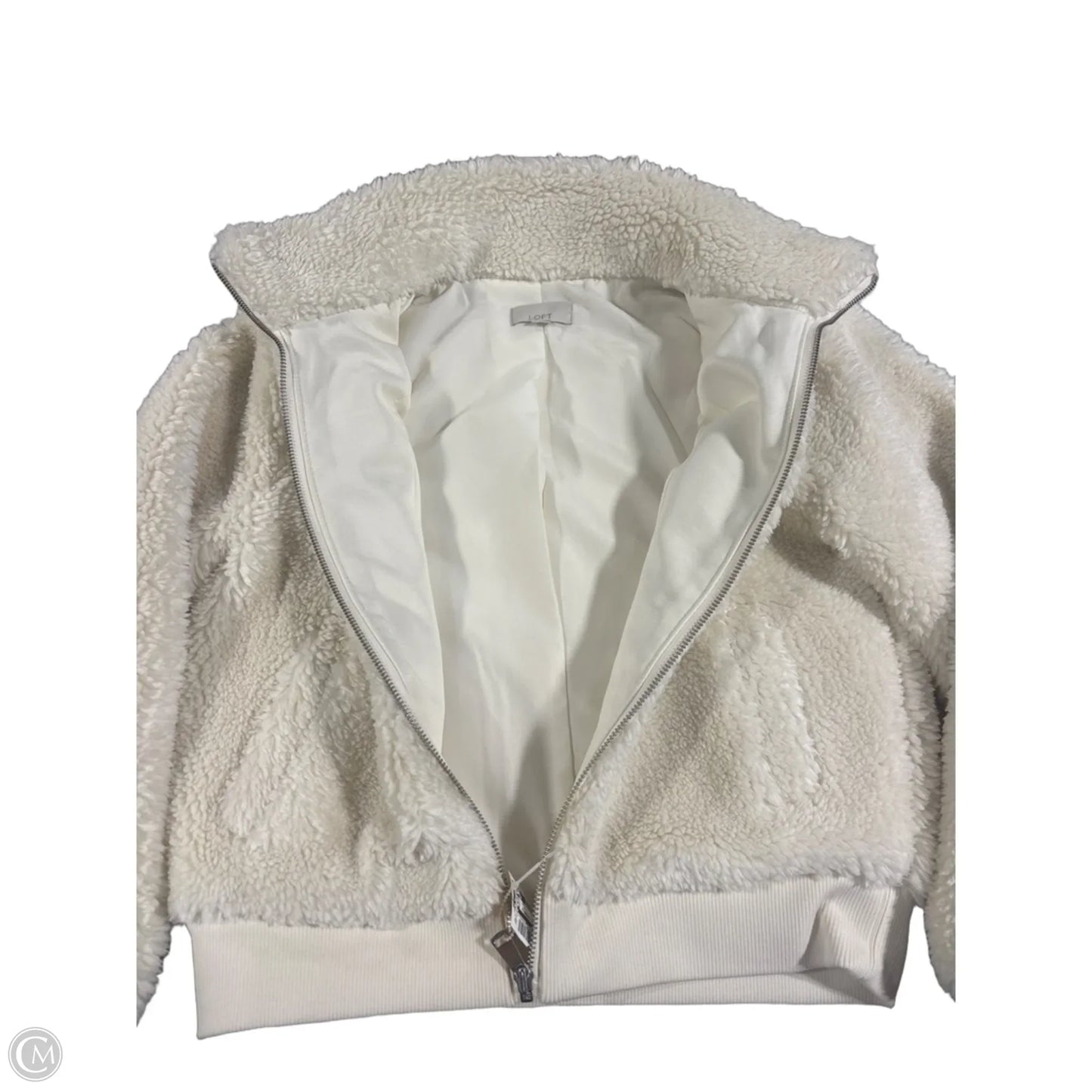 Jacket Faux Fur & Sherpa By Loft In White, Size: Xs