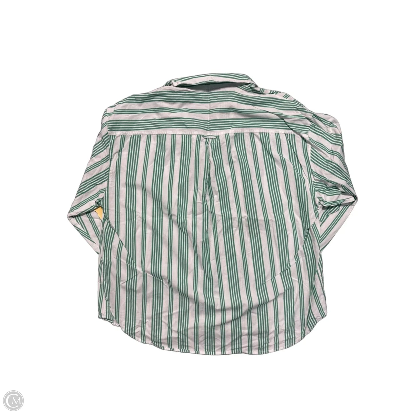 Top Long Sleeve By Old Navy In Green & White, Size: M