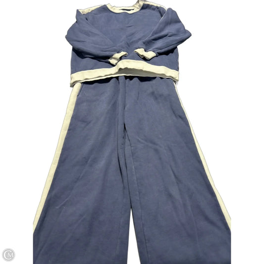Top 2pc Long Sleeve By Cme In Blue & White, Size: S