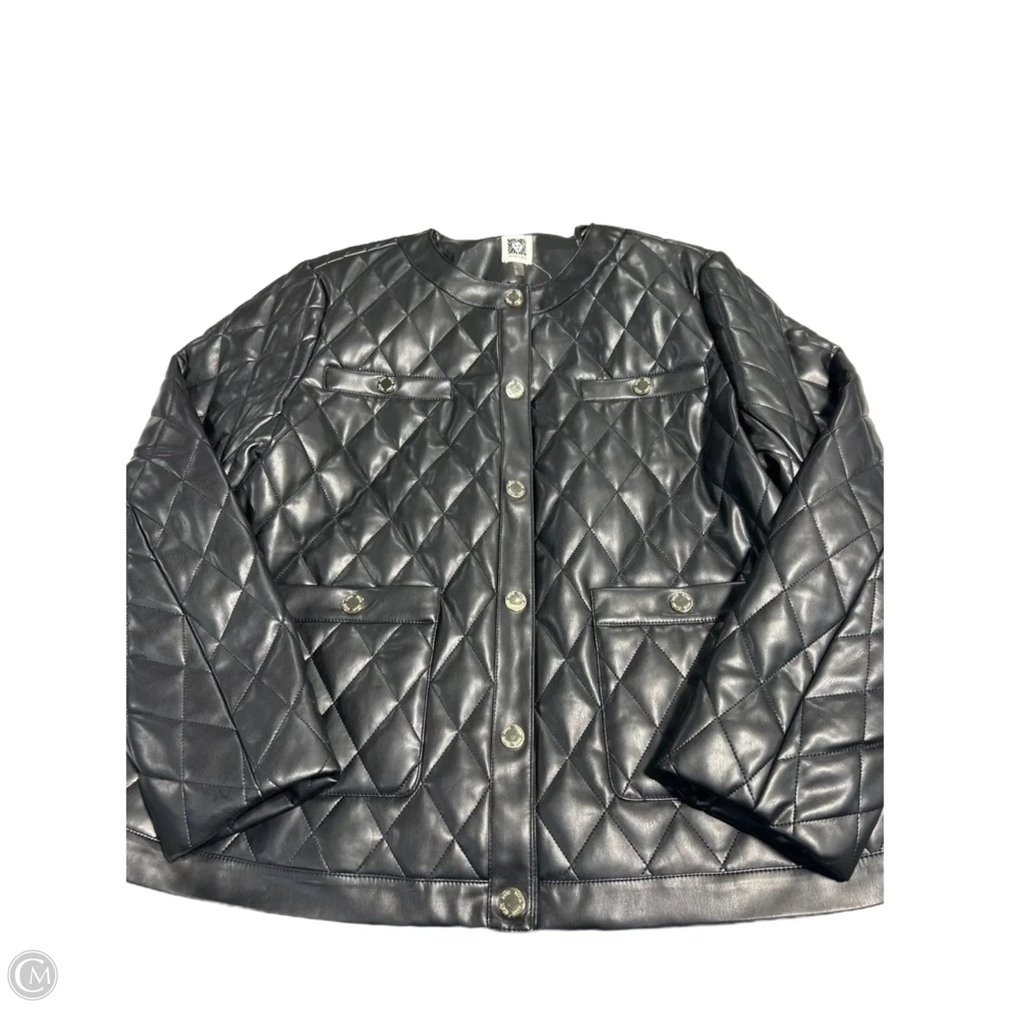 Coat Leather By Anne Klein In Black, Size: L