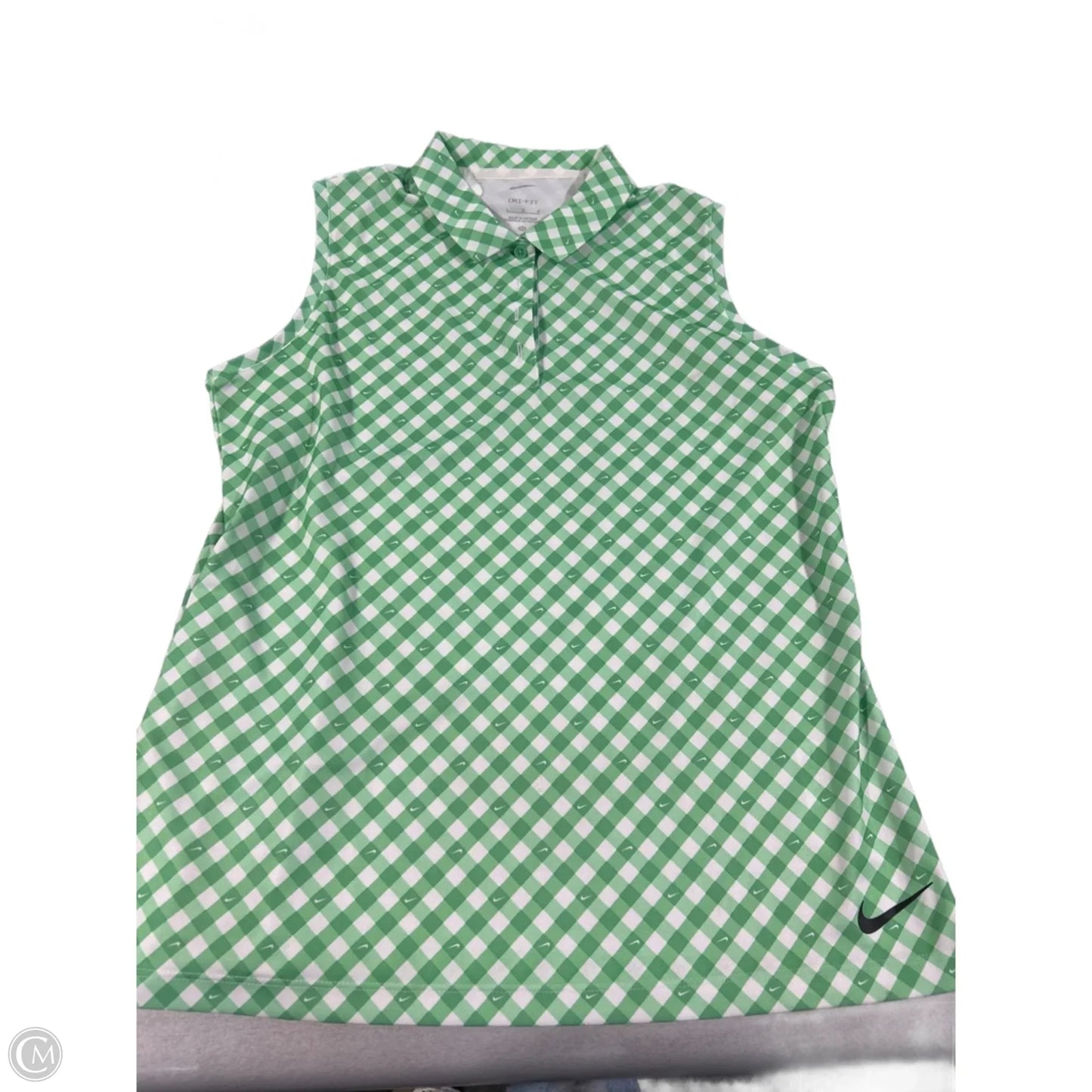 Athletic Tank Top By Nike In Green & White, Size: L