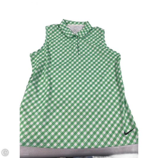 Athletic Tank Top By Nike In Green & White, Size: L